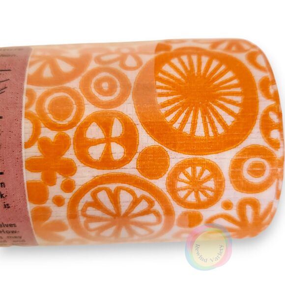 Vintage NOS 1976 Rubbermaid Shelf Liner Orange Groovy Floral MCM Tack Back 10' - Picture 3 of 11